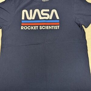 NASA men large rocket scientist navy blue t-shirt